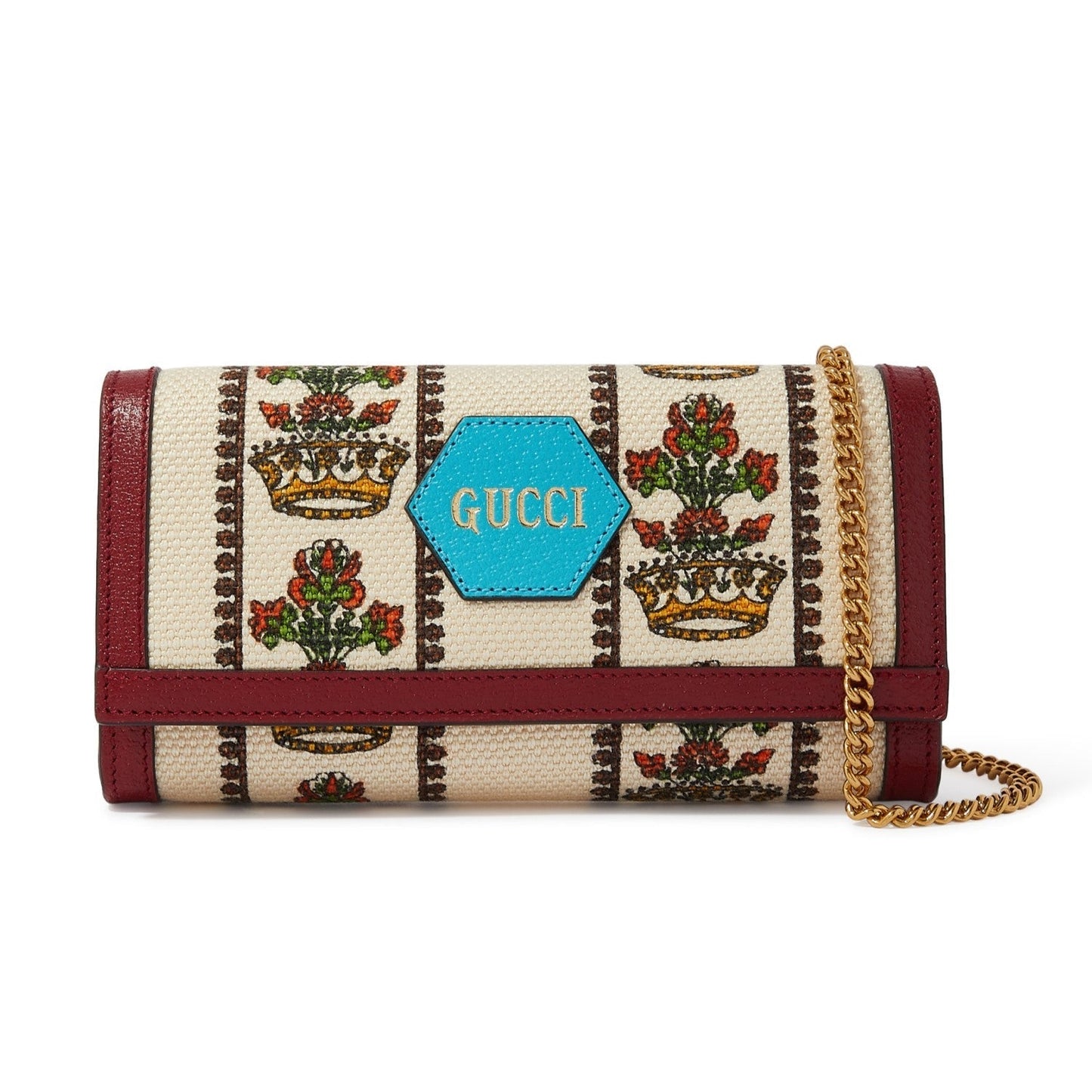Gucci 100 Centennial Floral Crown Jacquard Wallet On Chain 676305