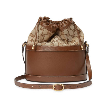Gucci 1955 Horsebit Monogram Calfskin Drawstring Bucket Bag 602118