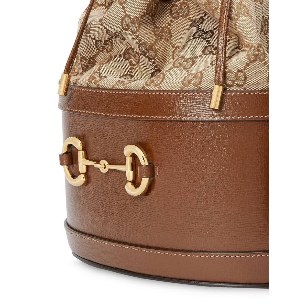 Gucci 1955 Horsebit Monogram Calfskin Drawstring Bucket Bag 602118