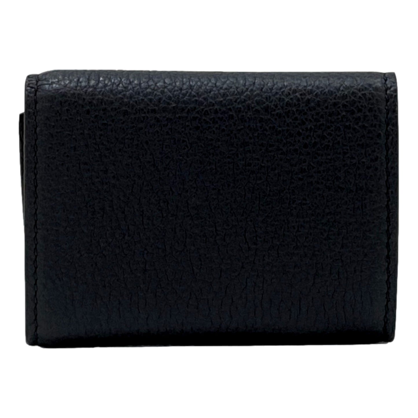 Gucci Embossed Logo Mini Tri-Fold Wallet Black Pebbled Leather