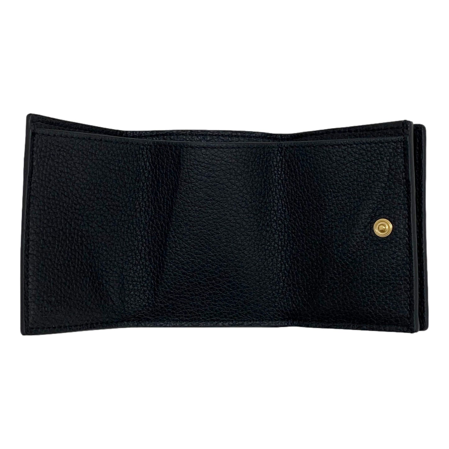 Gucci Embossed Logo Mini Tri-Fold Wallet Black Pebbled Leather