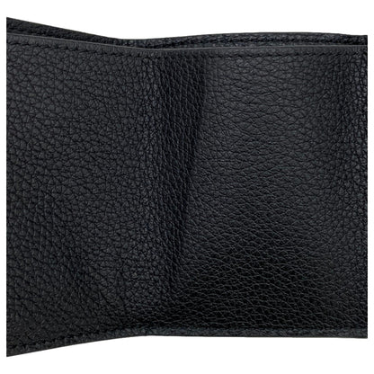 Gucci Embossed Logo Mini Tri-Fold Wallet Black Pebbled Leather