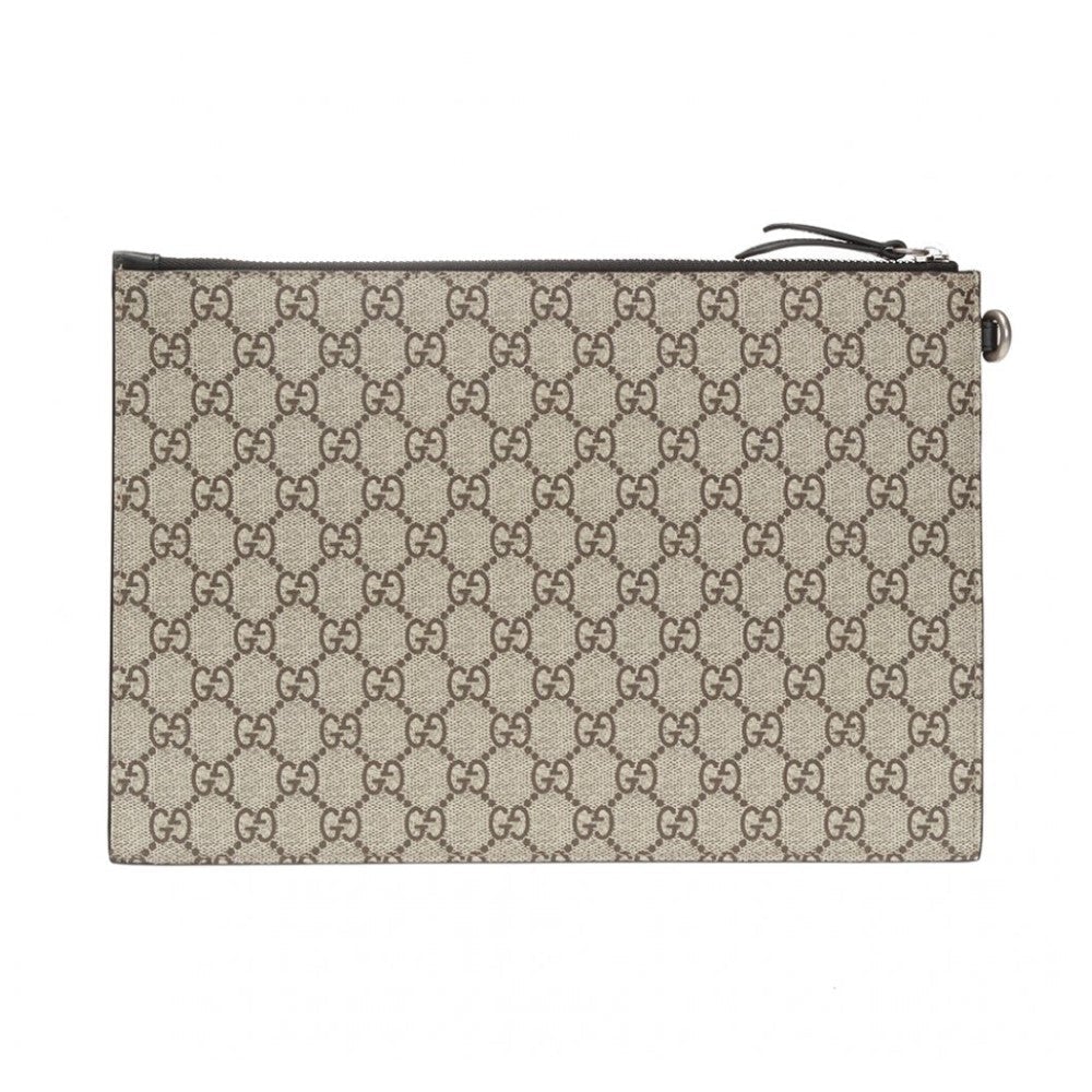 Gucci Bestiary Kingsnake GG Supreme Canvas Wristlet Pouch Bag 473904