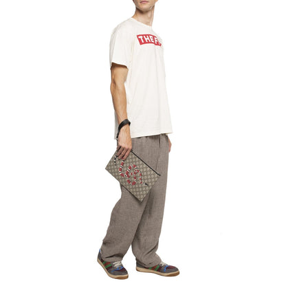 Gucci Bestiary Kingsnake GG Supreme Canvas Wristlet Pouch Bag 473904