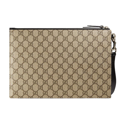Gucci Bestiary Kingsnake GG Supreme Canvas Wristlet Pouch Bag 473904