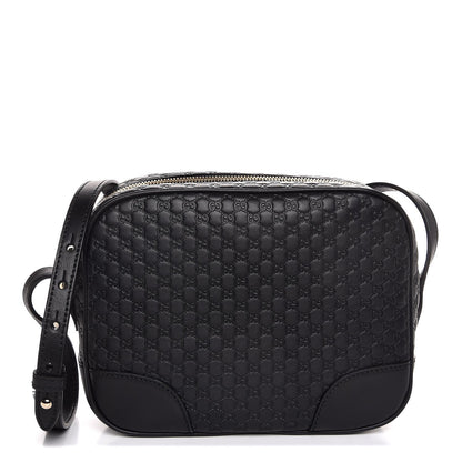 Gucci Bree Black Leather Microguccisima GG Cross Body Bag