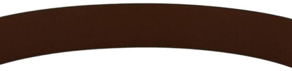 Gucci Brown Leather Silver Hardware Interlocking G Buckle Belt 95/38