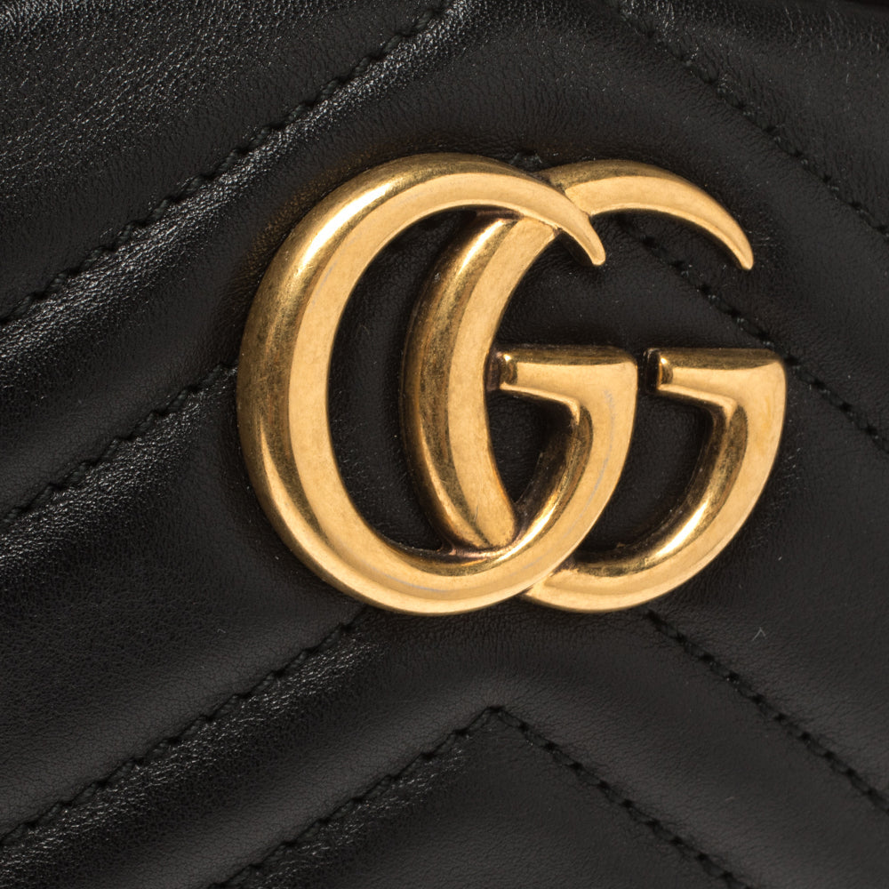 Gucci Calfskin Matelasse GG Marmont Belt Bag 85 34 Black
