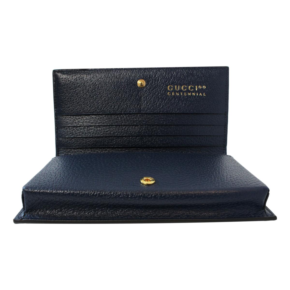 Gucci Centennial Navy Leather GG Kaleidoscope Chain Wallet Bag 676294