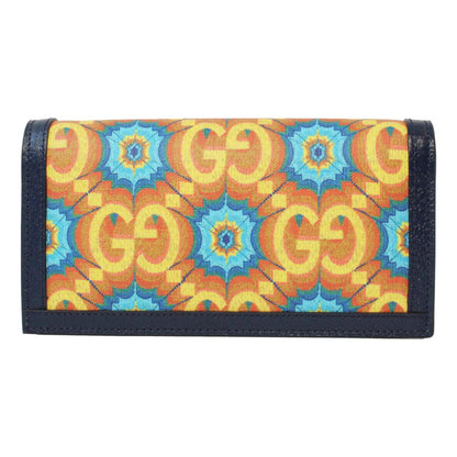 Gucci Centennial Navy Leather GG Kaleidoscope Chain Wallet Bag 676294