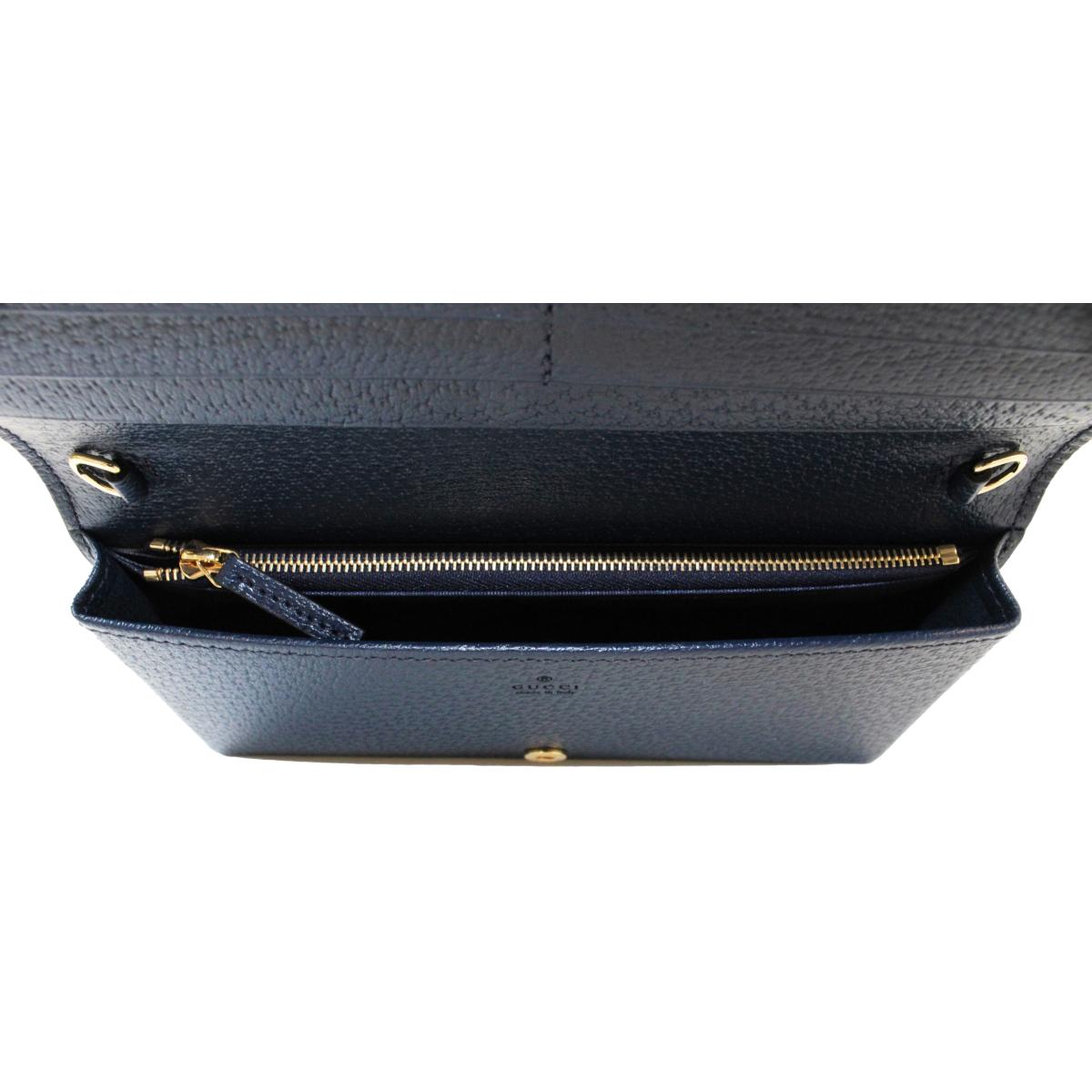 Gucci Centennial Navy Leather GG Kaleidoscope Chain Wallet Bag 676294