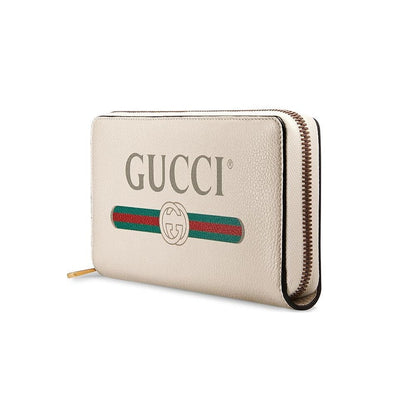 Gucci Cripto Logo White Leather Zip Around Continental Wallet 496317