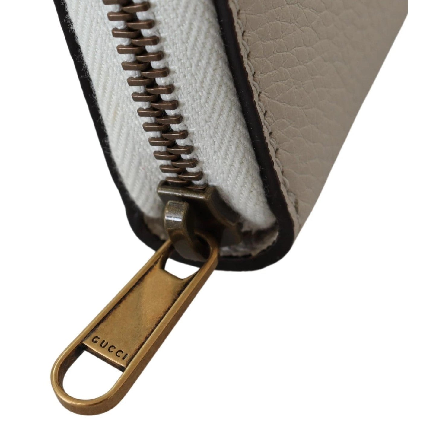 Gucci Cripto Logo White Leather Zip Around Continental Wallet 496317