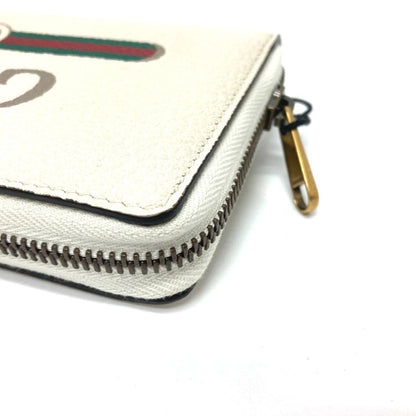 Gucci Cripto Logo White Leather Zip Around Continental Wallet 496317