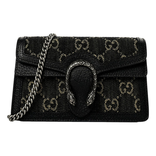 Gucci Dionysus Black GG Denim Super Mini Crossbody Clutch Bag