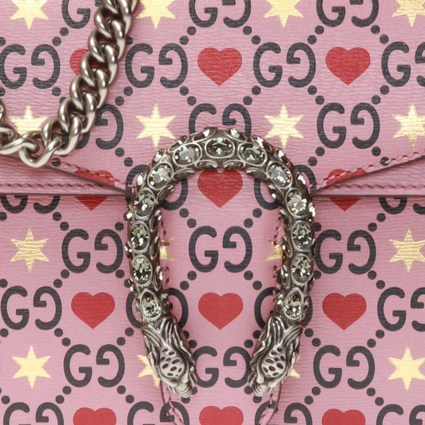 Gucci Dionysus Valentine Pink Hearts Calfskin Shoulder Bag