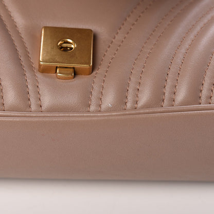 Gucci Marmont Dusty Pink Leather GG Matelasse Flap Shoulder Bag 443496