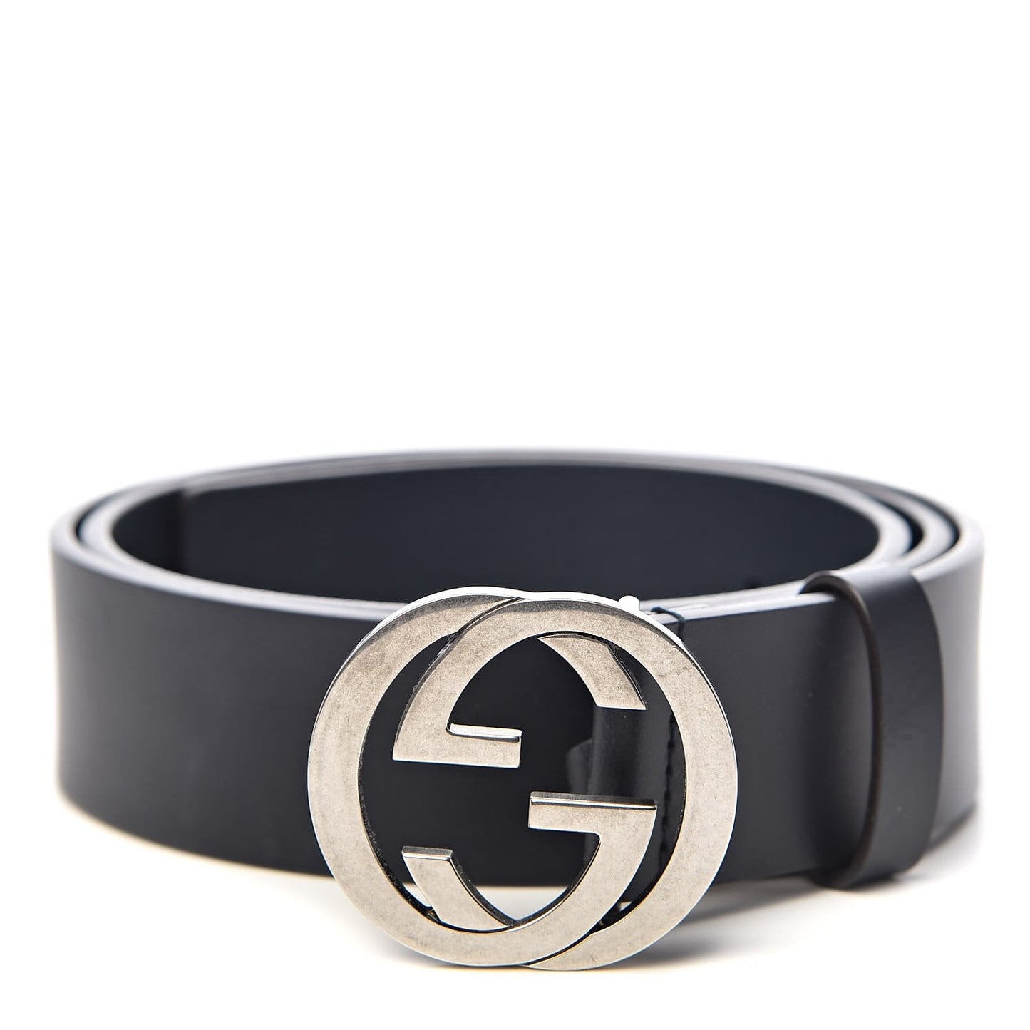 Gucci GG Belt Blue Leather Gold-Toned Hardware 546386 85/34