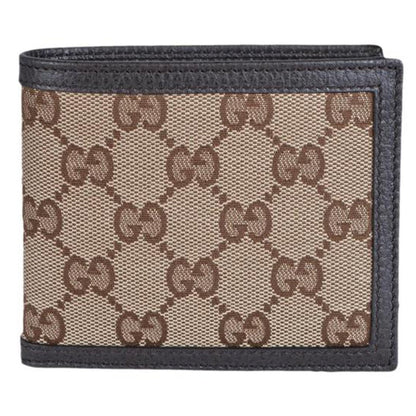 Gucci GG Canvas Leather Bifold Card Case Wallet Brown/Beige Unisex
