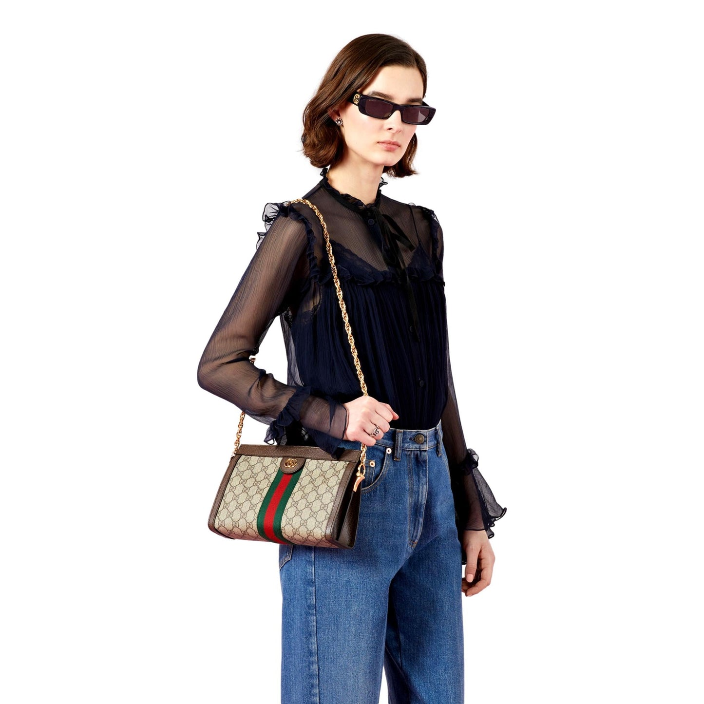 Gucci GG Canvas Ophidia Small Webstripe Shoulder Bag