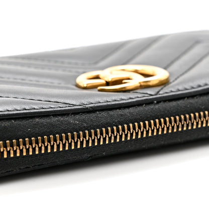 Gucci GG Marmont Black Matelasse Leather Continental Zip Wallet