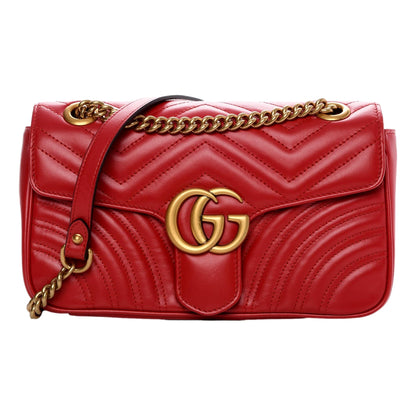 Gucci GG Marmont Hibiscus Red Matelasse Leather Small Shoulder Bag