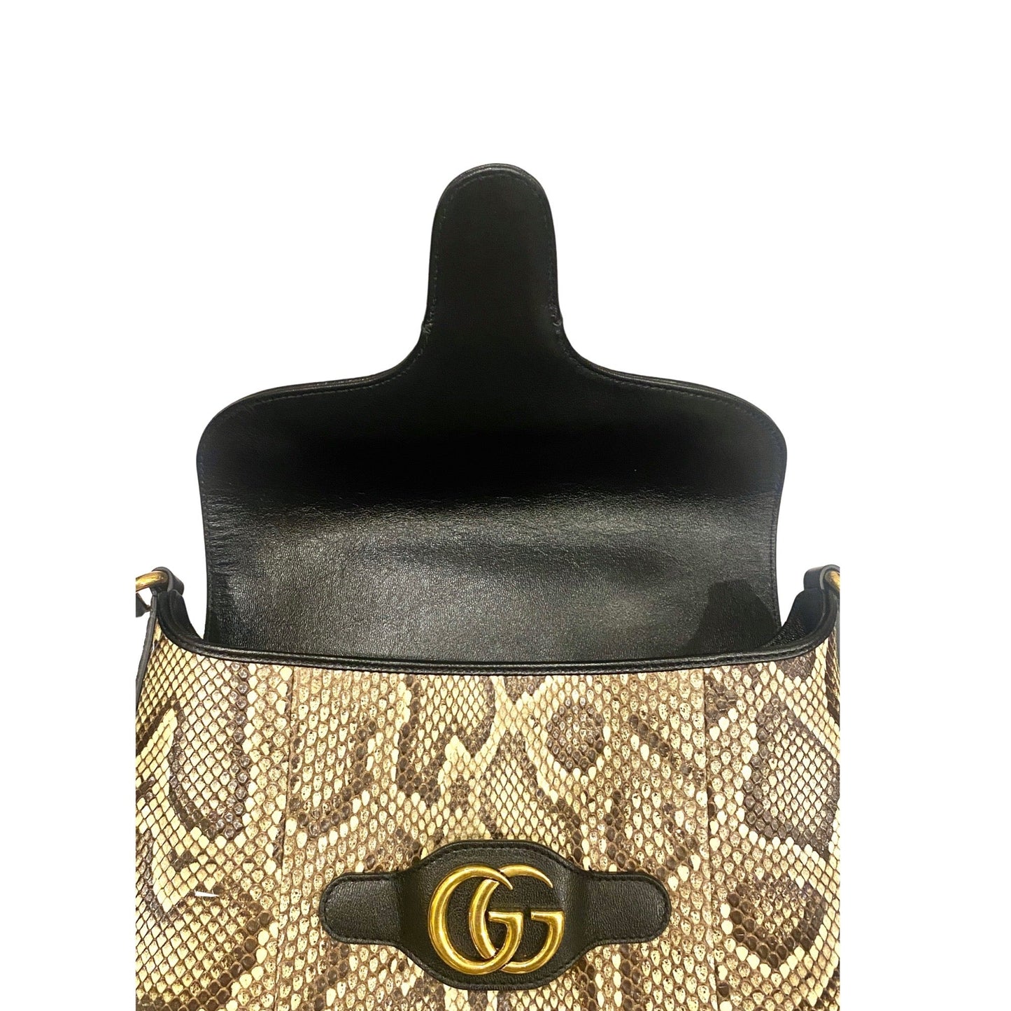 Gucci GG Neutral Python Printed Leather Shoulder Bag