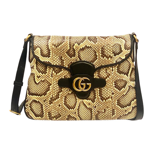 Gucci GG Neutral Python Printed Leather Shoulder Bag