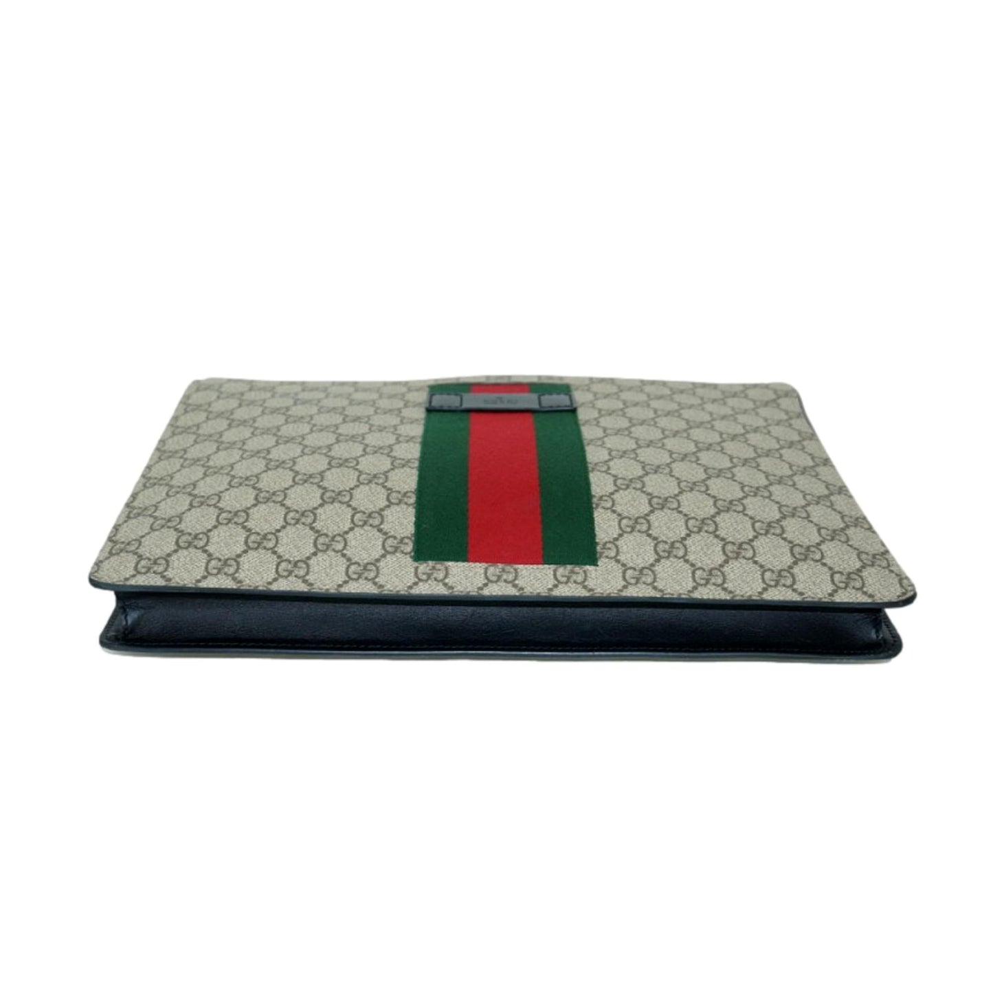 Gucci GG Supreme Beige Canvas Web Stripe Large Clutch 433655