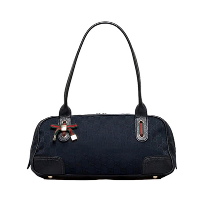 Gucci GG Supreme Canvas Princy Bow Black Leather Trim Boston Bag