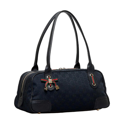 Gucci GG Supreme Canvas Princy Bow Black Leather Trim Boston Bag