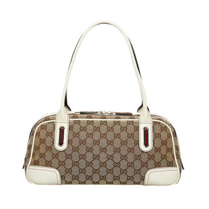 Gucci GG Supreme Canvas Princy Bow Ivory Leather Trim Boston Bag