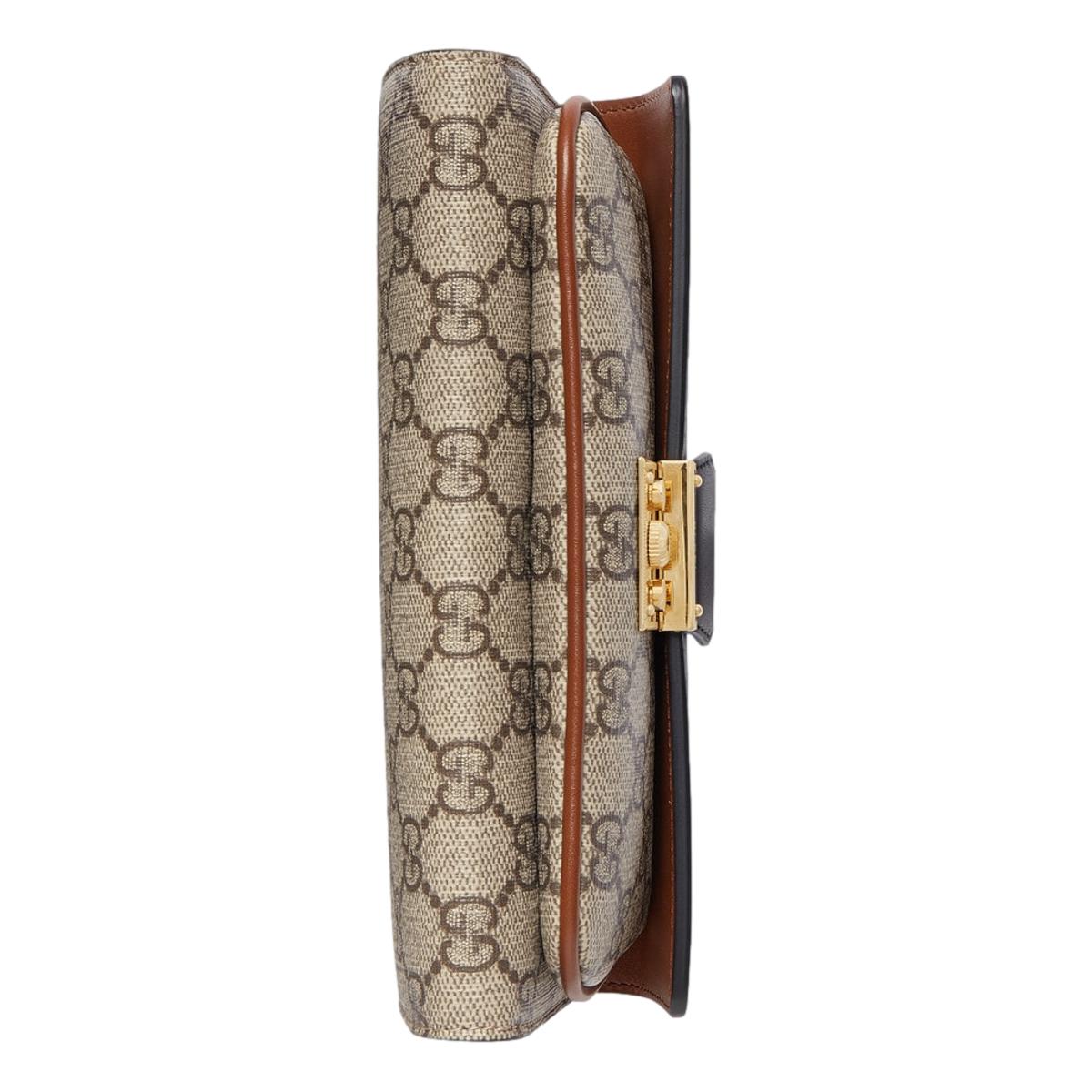 Gucci GG Supreme Monogram Black Padlock Continental Chain Wallet 658226