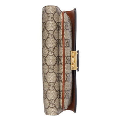 Gucci GG Supreme Monogram Black Padlock Continental Chain Wallet 658226