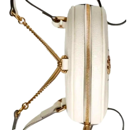Gucci Grained Calfskin Web Mini Ophidia Round Backpack White