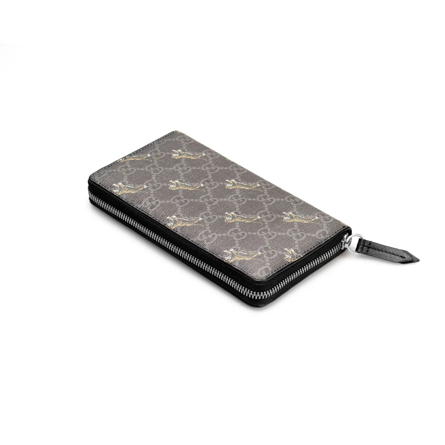Gucci GG Supreme Canvas Grey Tiger Print Zip Around Wallet 575135