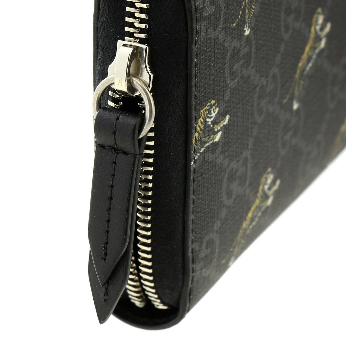 Gucci GG Supreme Canvas Grey Tiger Print Zip Around Wallet 575135