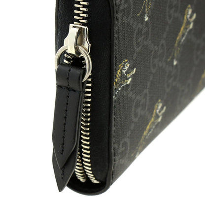 Gucci GG Supreme Canvas Grey Tiger Print Zip Around Wallet 575135