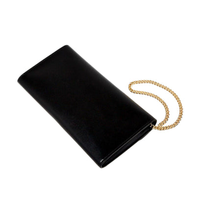 Gucci Horsebit 1955 Black Leather Chain Wristlet Clutch Bag
