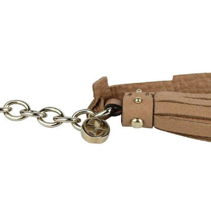 Gucci Leather Tassel GG Gold Chain Camelia Beige Belt Size (34) 388992