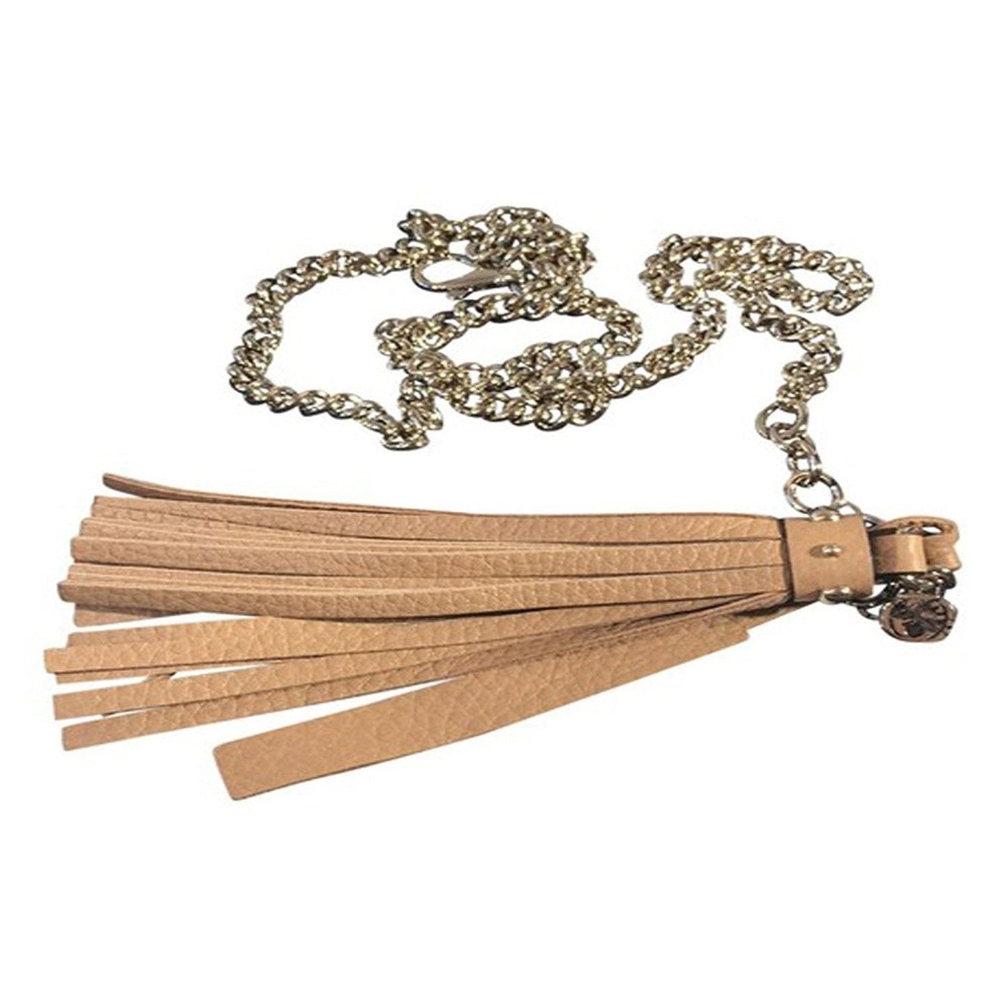 Gucci Leather Tassel GG Gold Chain Camelia Beige Belt Size (34) 388992