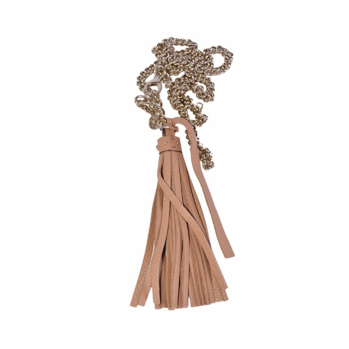 Gucci Leather Tassel GG Gold Chain Camelia Beige Belt Size (34) 388992