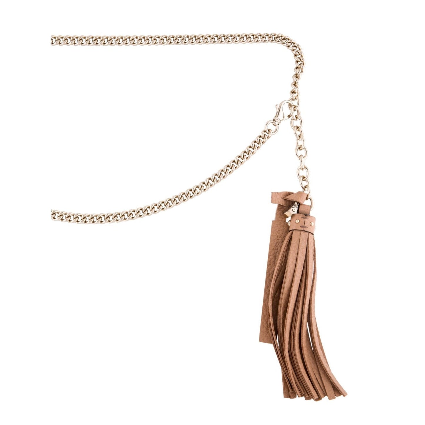 Gucci Leather Tassel GG Gold Chain Camelia Beige Belt Size (34) 388992