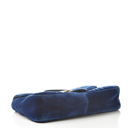 Gucci Marmont Cobalt Blue Velvet Matelasse Shoulder Bag