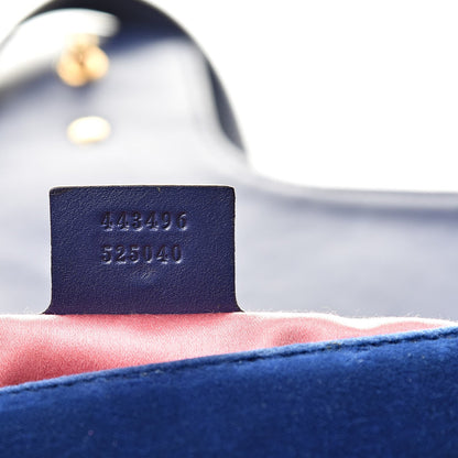 Gucci Marmont Cobalt Blue Velvet Matelasse Shoulder Bag