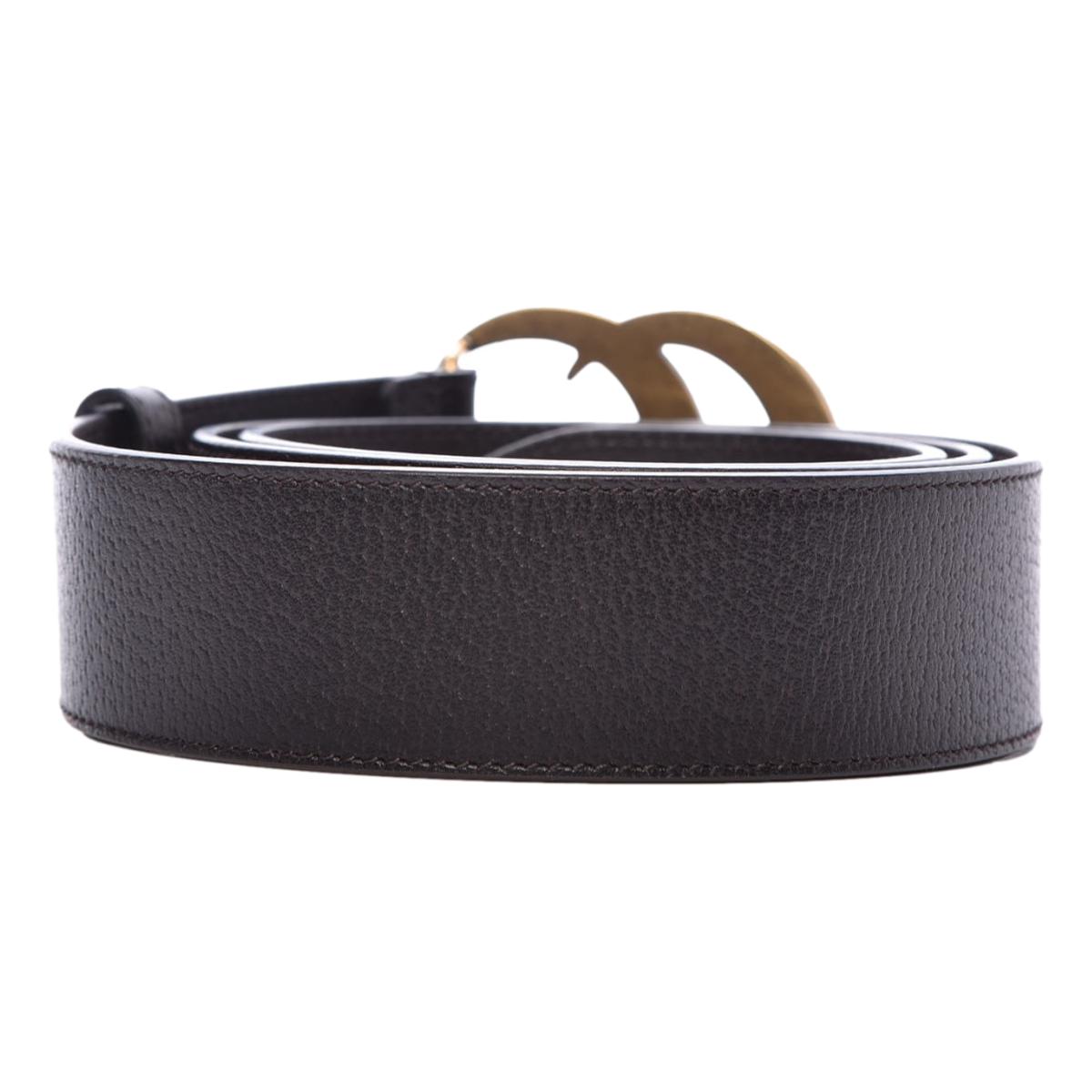 Gucci Marmont GG Cocoa Brown Textured Leather Belt 95/38 406831