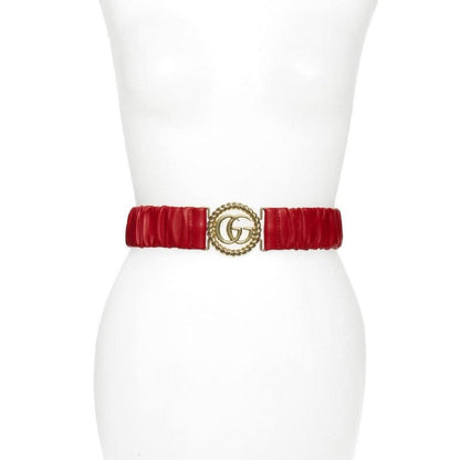 Gucci Marmont GG Red Leather Stretch Belt Size 95/38 602074