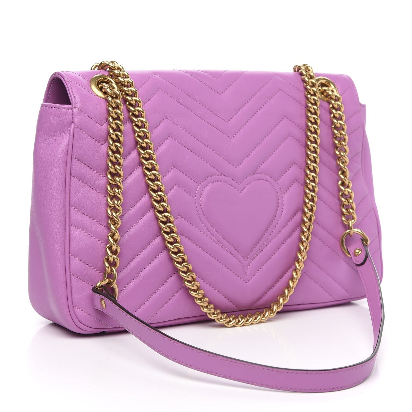 Gucci Marmont Pink Leather GG Matelasse Flap Shoulder Bag 443496