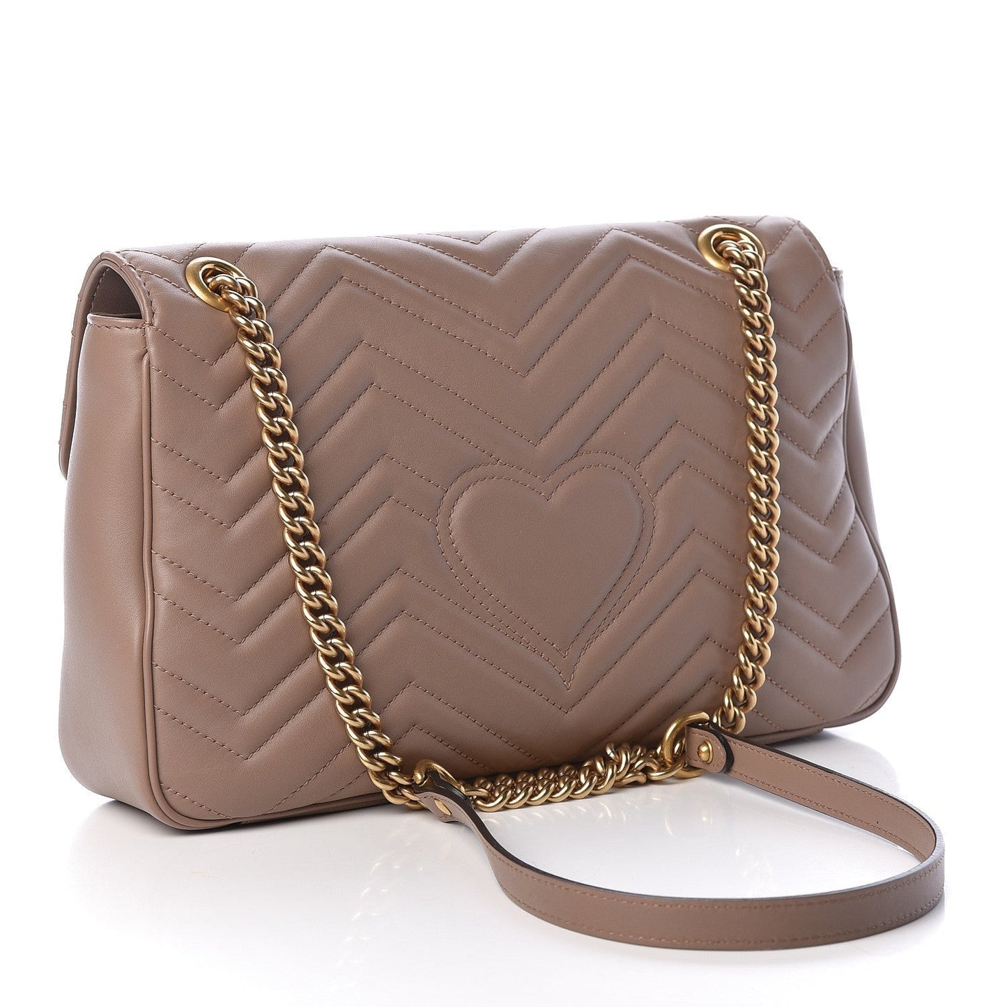 Gucci Marmont Porcelain Rose Leather GG Matelasse Shoulder Bag 443496