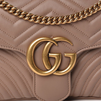 Gucci Marmont Porcelain Rose Leather GG Matelasse Shoulder Bag 443496